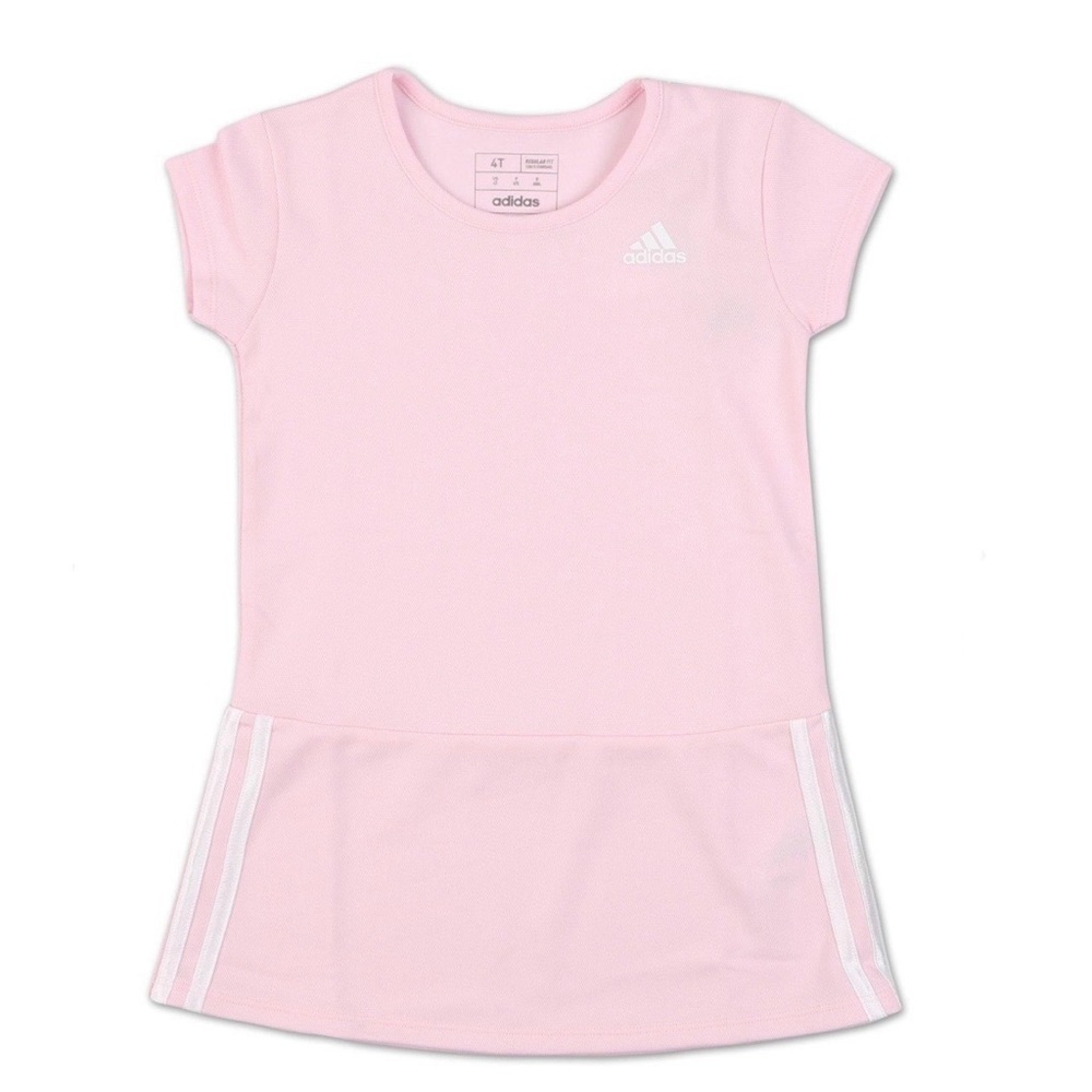 NWT Adidas Toddler Girls 4T Medium Pink 3 Stripe Drop Waist Dress